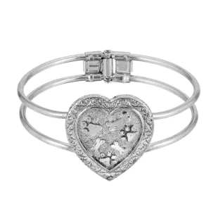 1928 Jewelry Pewter Heart Paws And Bones Cuff Bracelet 1928 Jewelry