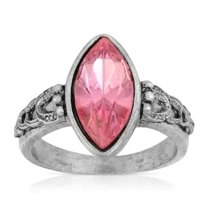 1928 Jewelry Pewter Navette Shaped Crystal Ring Size 7 1928 Jewelry