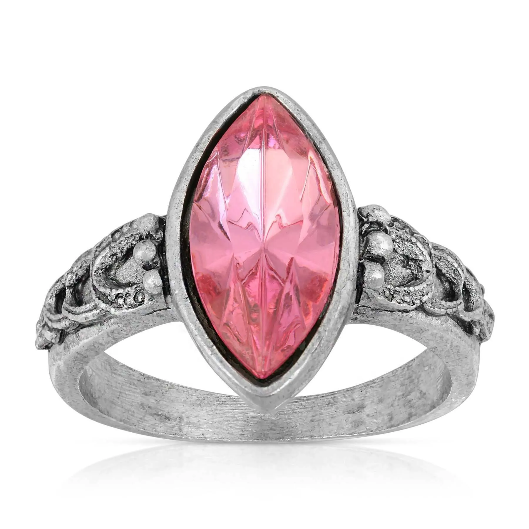 1928 Jewelry Pewter Navette Shaped Crystal Ring Size 7 1928 Jewelry