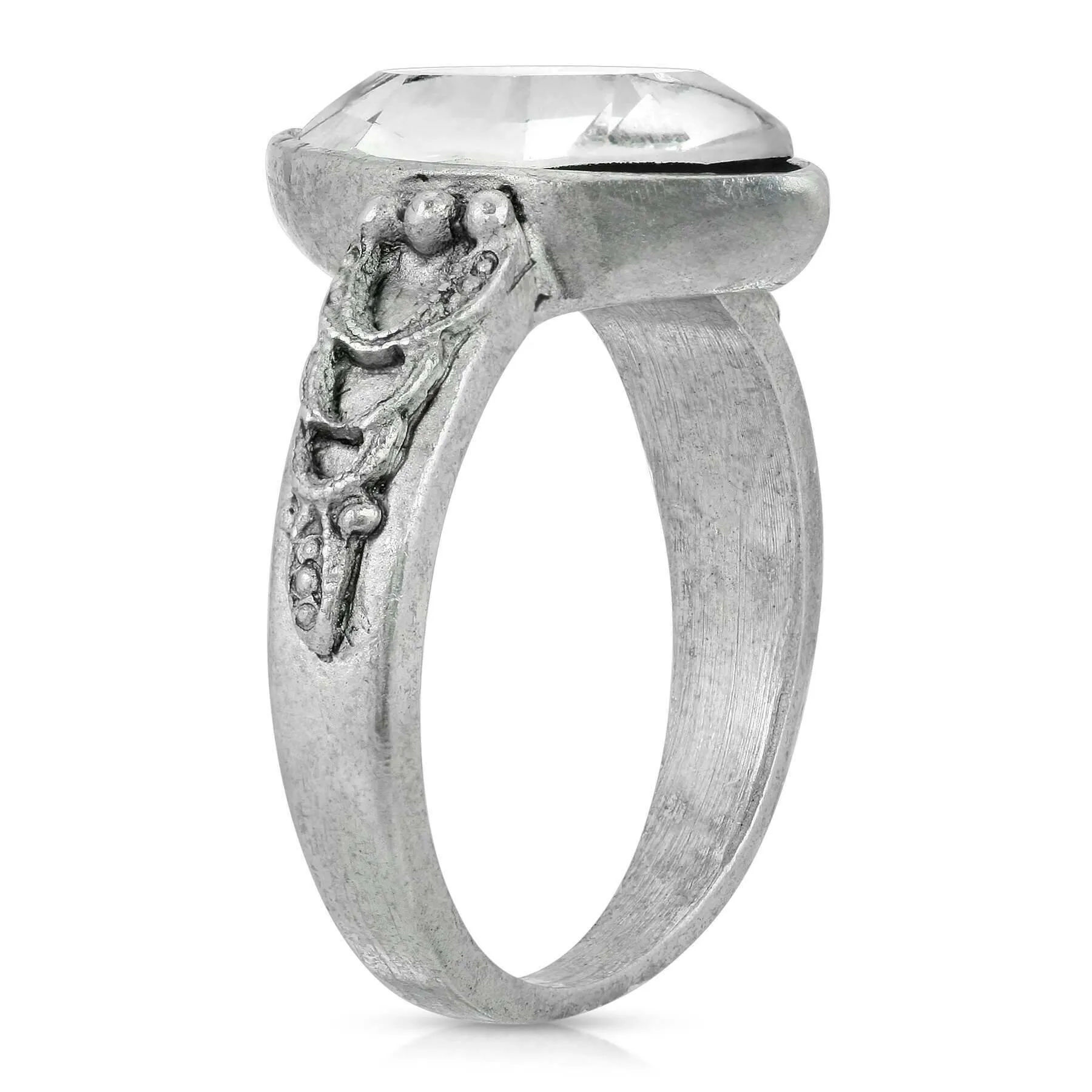 1928 Jewelry Pewter Navette Shaped Crystal Ring Size 7 1928 Jewelry