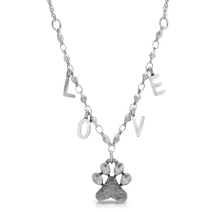 1928 Jewelry Pewter Paw Pendant LOVE Necklace 16" 1928 Jewelry