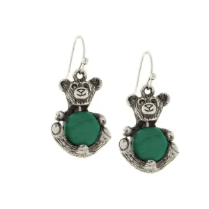 1928 Jewelry Pewter Round Gemstone Quartz Teddy Bear Wire Earrings 1928 Jewelry