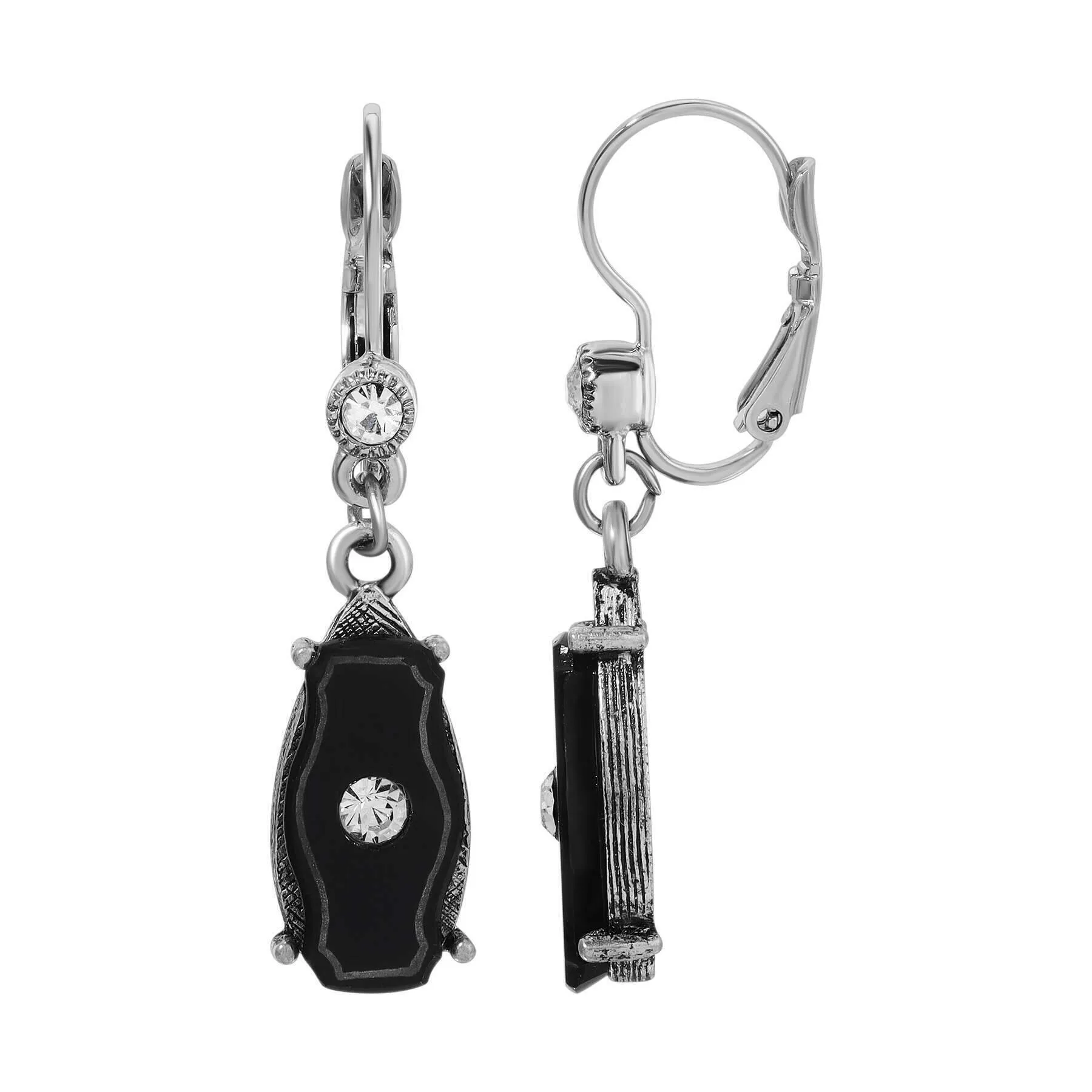 1928 Jewelry Phantom Black Stone & Crystal Drop Earrings 1928 Jewelry