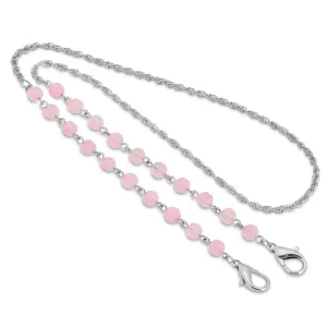 1928 Jewelry Pink Beaded Face Mask Chain Holder 22 Inch 1928 Jewelry