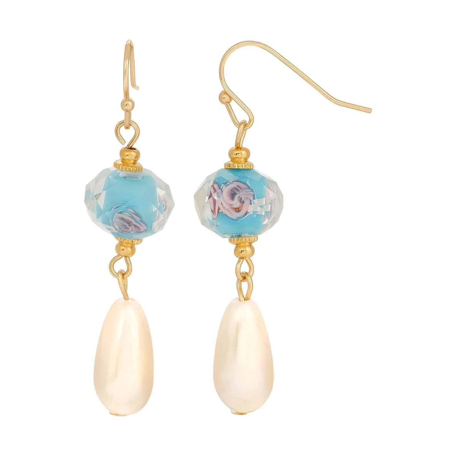 1928 Jewelry Pink Bel Fiore Bead Faux Pearl Drop Earrings 1928 Jewelry