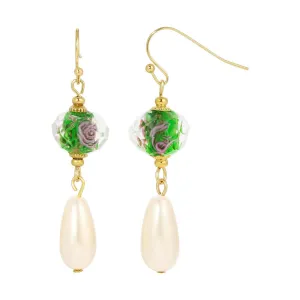 1928 Jewelry Pink Bel Fiore Bead Faux Pearl Drop Earrings 1928 Jewelry