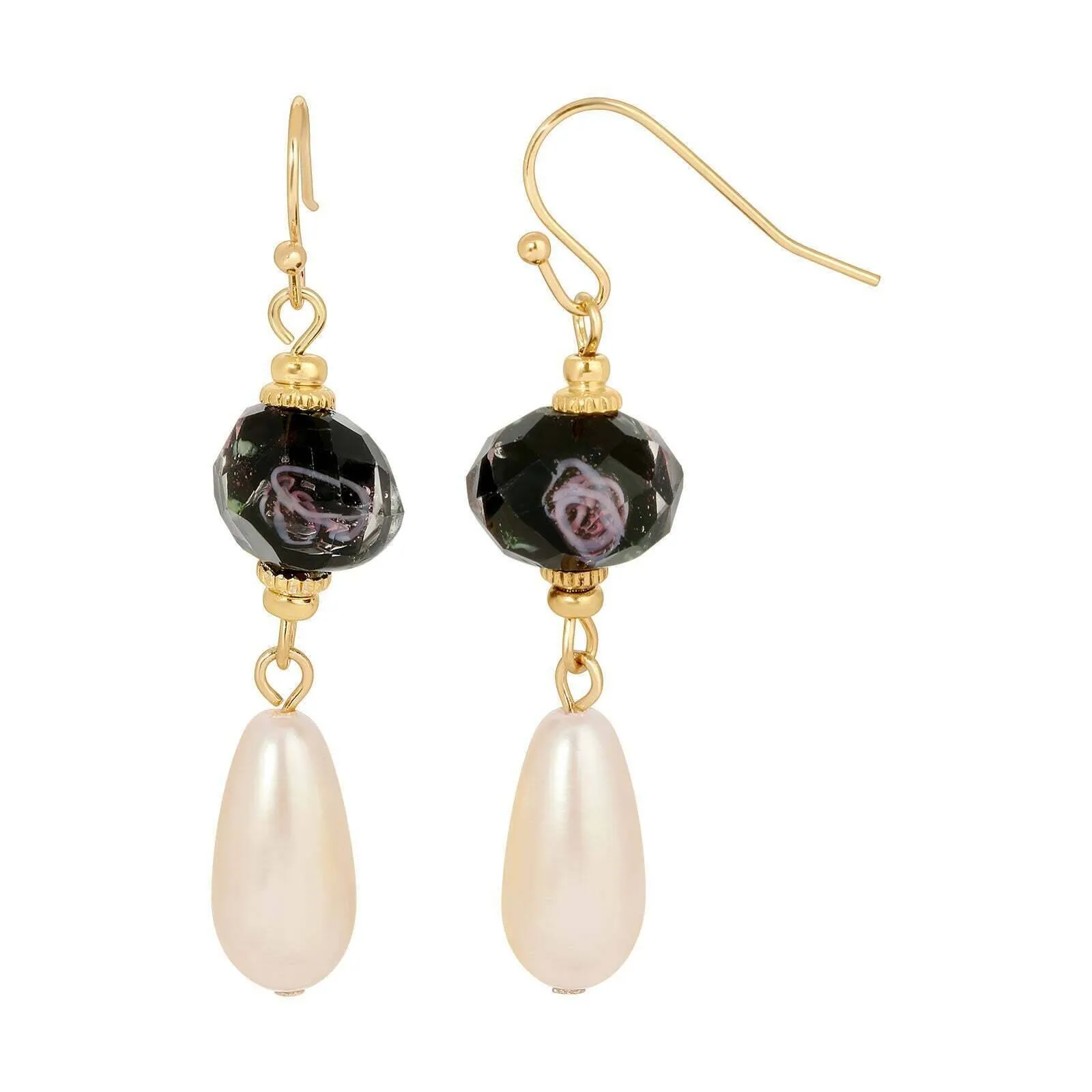 1928 Jewelry Pink Bel Fiore Bead Faux Pearl Drop Earrings 1928 Jewelry