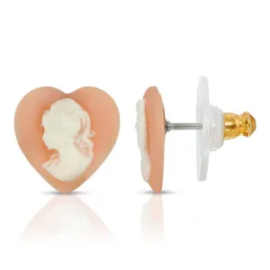 1928 Jewelry Pink Cameo Heart Post Stud Earrings 1928 Jewelry