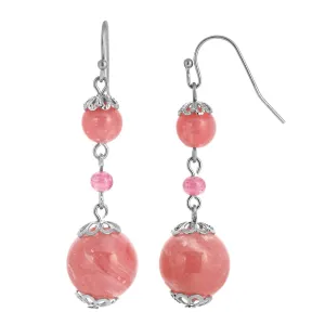 1928 Jewelry Pink Coral Smooth Bead Dangle Earrings 1928 Jewelry