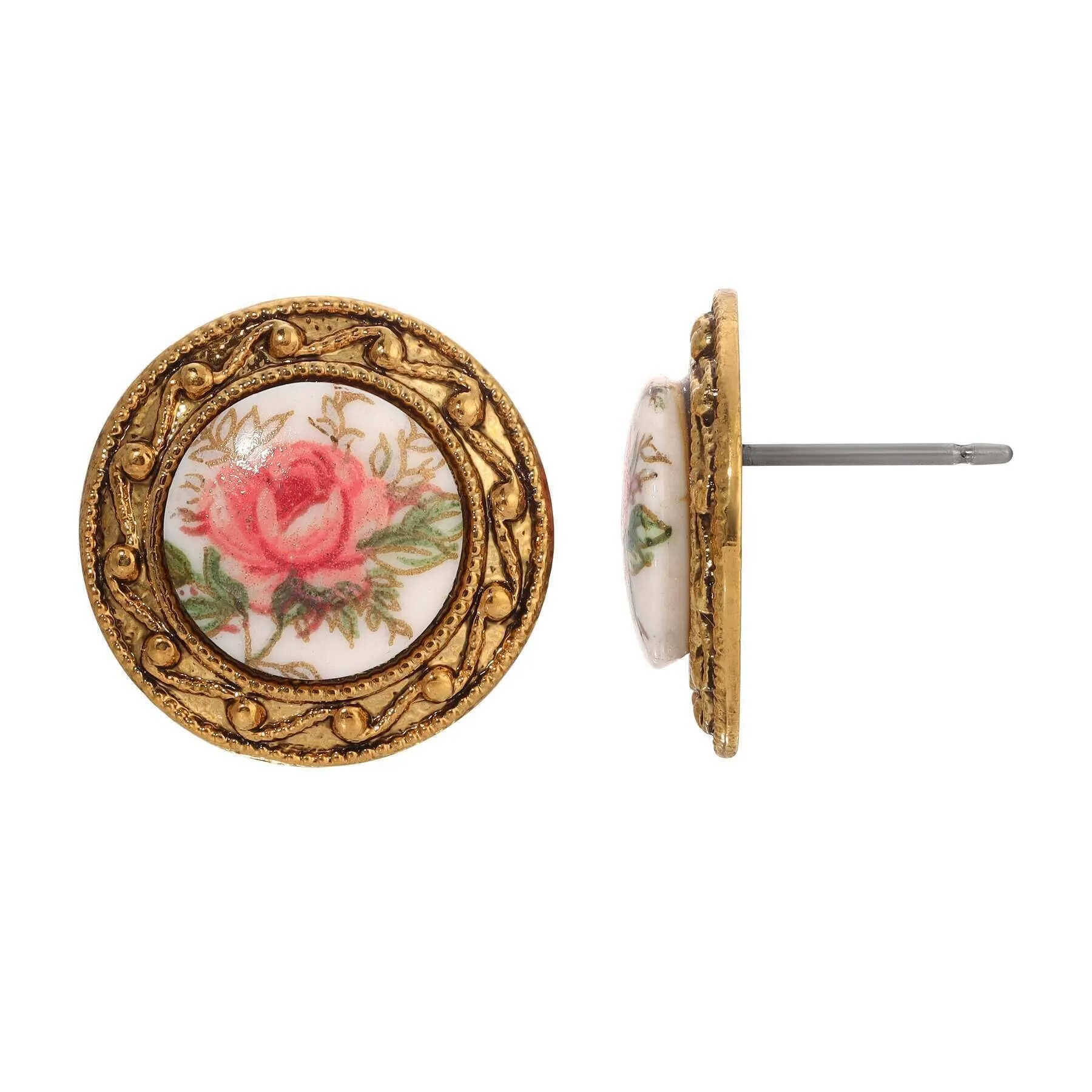 1928 Jewelry Pink Desert Rose Round Stud Earrings 1928 Jewelry