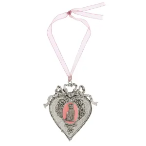 1928 Jewelry Pink Enamel Cat Oak Flower & Vine Pink Ribbon Heart Christmas Tree Ornament 1928 Jewelry