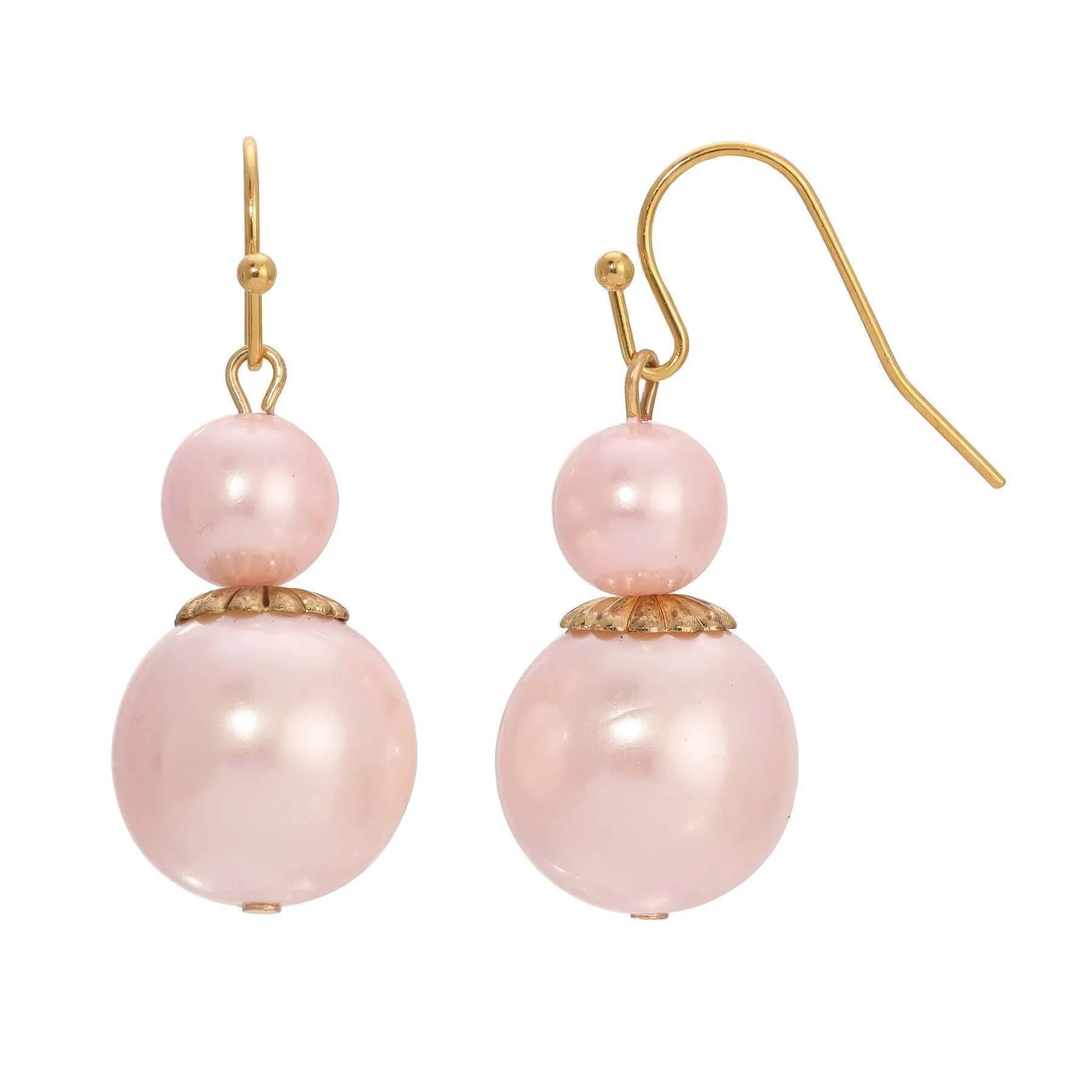 1928 Jewelry Pink Faux Pearl Dangle Earrings 1928 Jewelry