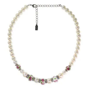 1928 Jewelry Pink Floral Beaded Necklace 15"   3" Extender 1928 Jewelry