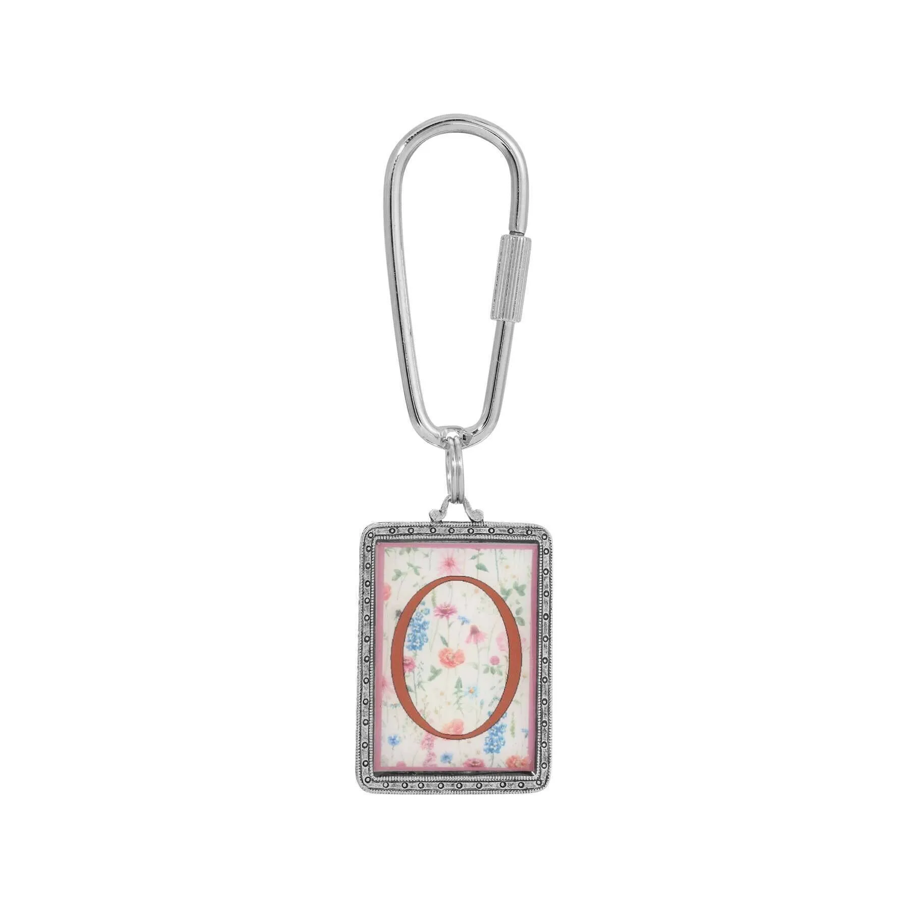 1928 Jewelry Pink Floral Motif Initial Carabiner Key Chain 1928 Jewelry