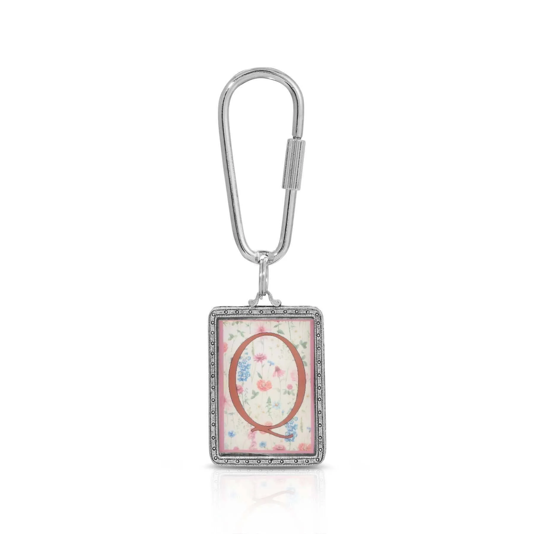 1928 Jewelry Pink Floral Motif Initial Carabiner Key Chain 1928 Jewelry