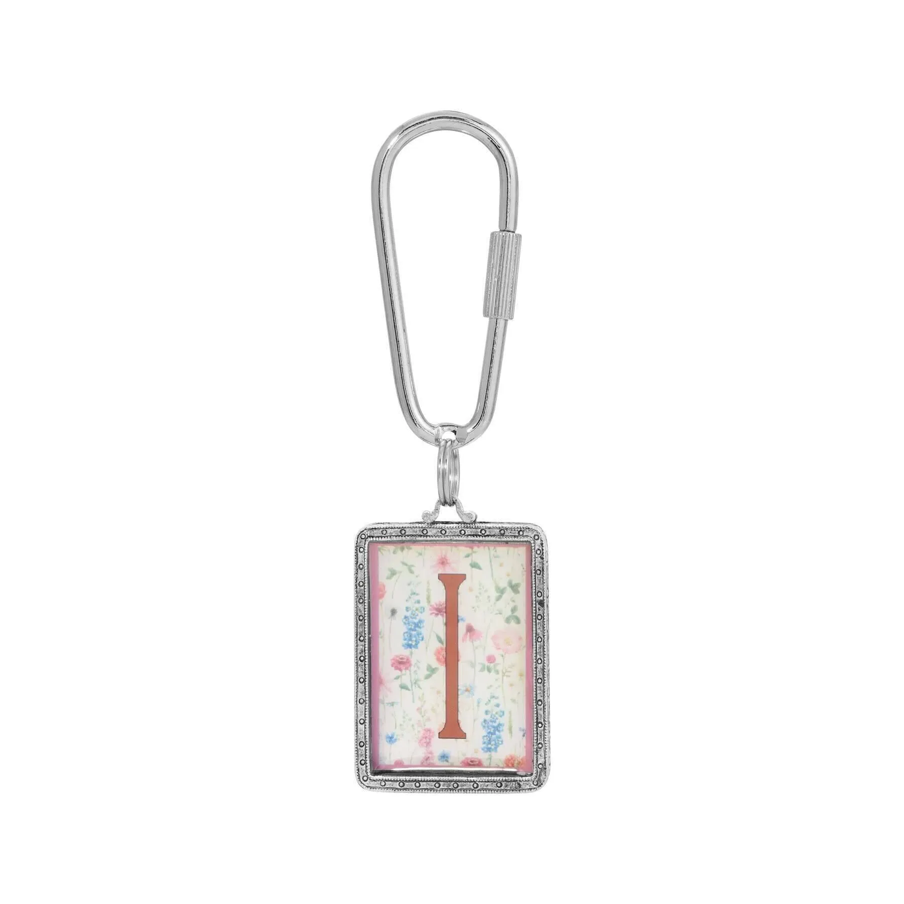 1928 Jewelry Pink Floral Motif Initial Carabiner Key Chain 1928 Jewelry