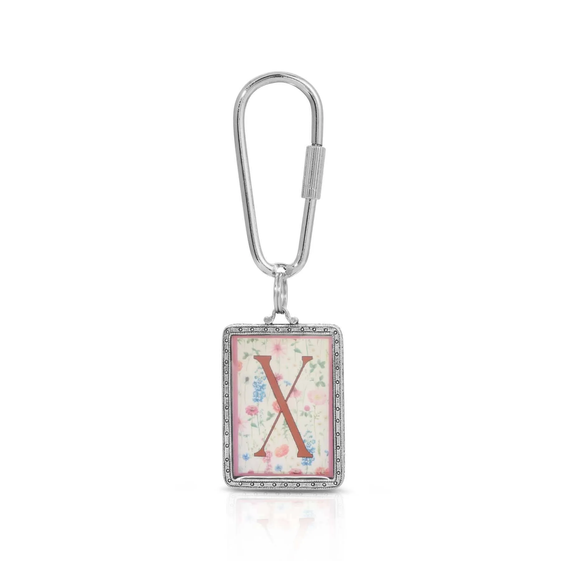 1928 Jewelry Pink Floral Motif Initial Carabiner Key Chain 1928 Jewelry