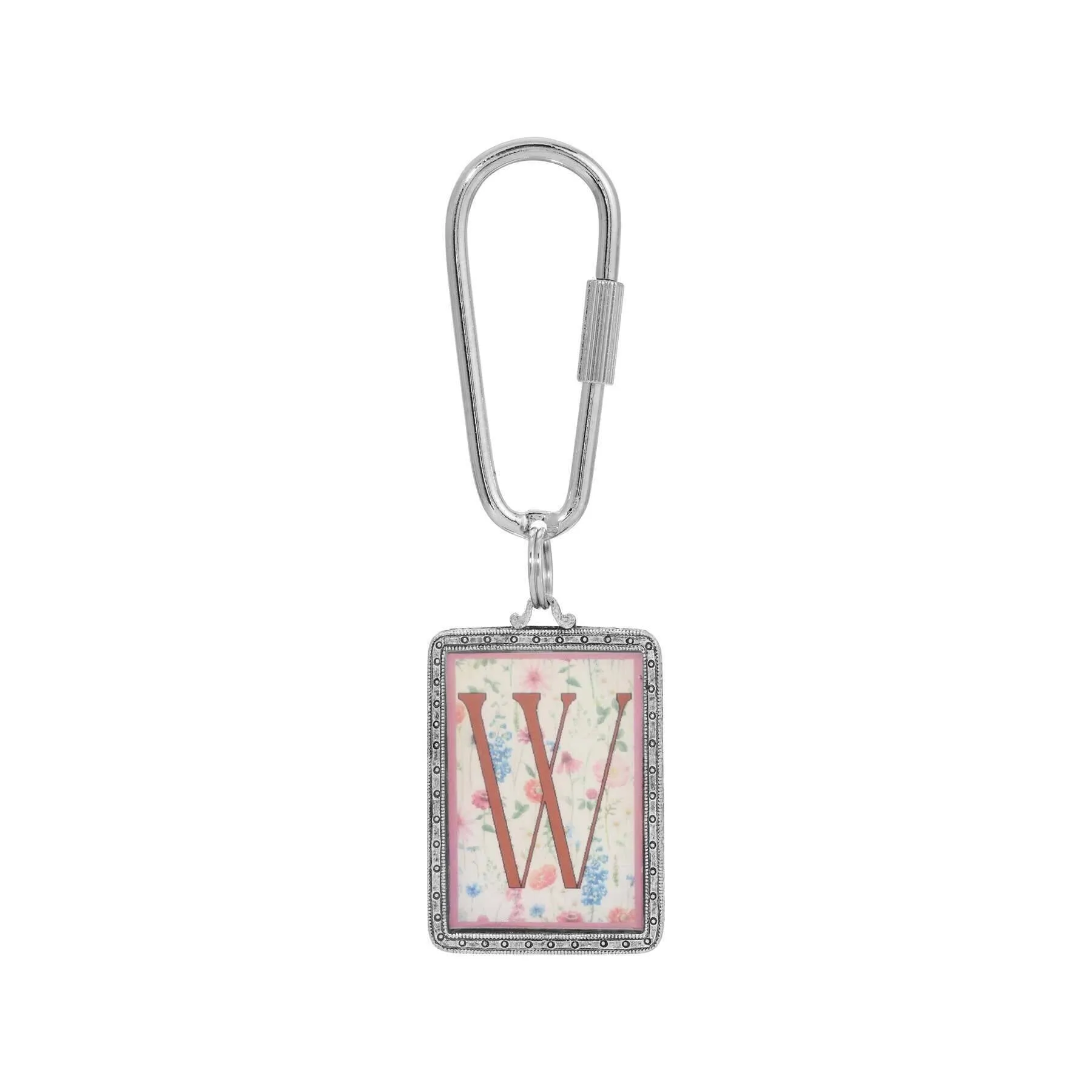 1928 Jewelry Pink Floral Motif Initial Carabiner Key Chain 1928 Jewelry