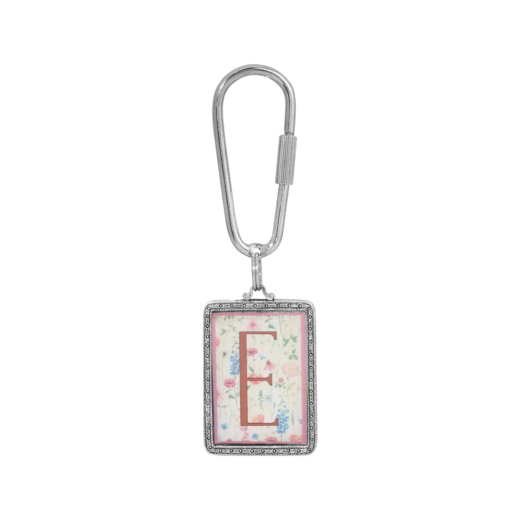 1928 Jewelry Pink Floral Motif Initial Carabiner Key Chain 1928 Jewelry