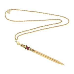 1928 Jewelry Pink Flower & Faux Pearl Accents Ball Point Pen Necklace 28" 1928 Jewelry