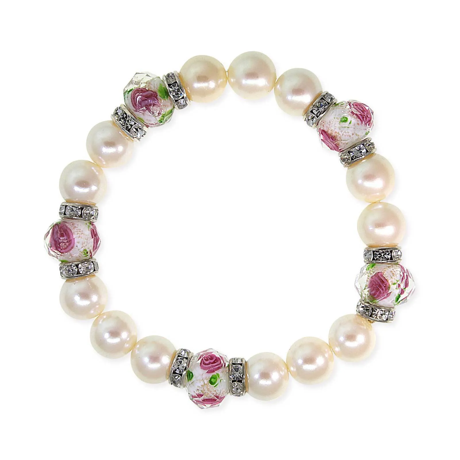1928 Jewelry Pink Flower Bead Crystal Stretch Bracelet 1928 Jewelry