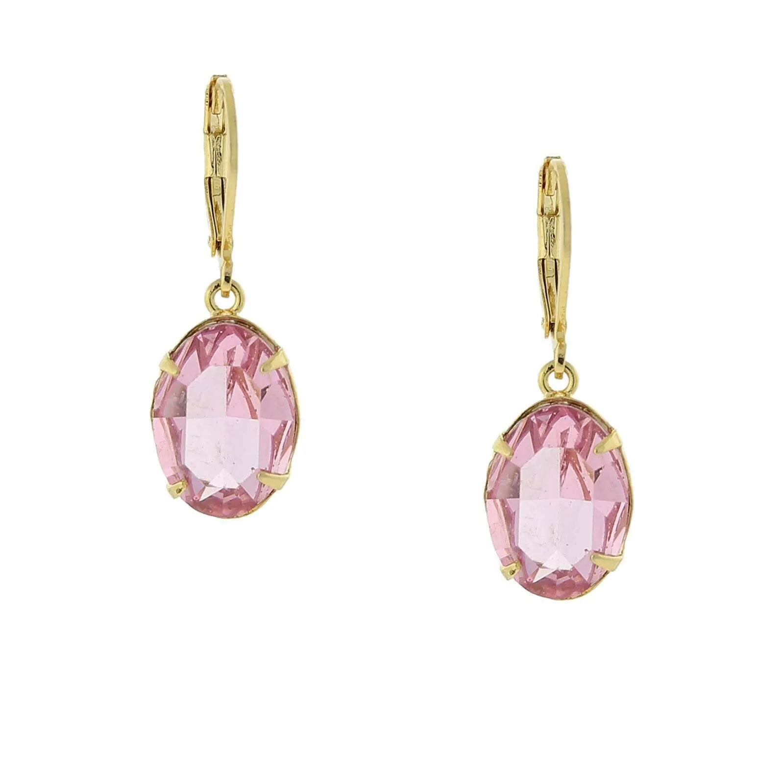 1928 Jewelry Pink Genuine Austrian Crystal Oval Drop Earrings 1928 Jewelry