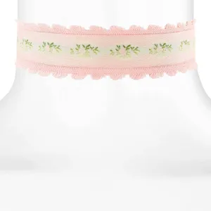 1928 Jewelry Pink Trim And Light Rose Floral Choker Necklace 12"   5" Extender 1928 Jewelry