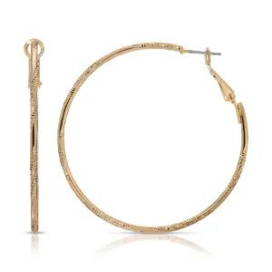 1928 Jewelry Polished & Textured Hinged Hoop Earrings 1928 Jewelry