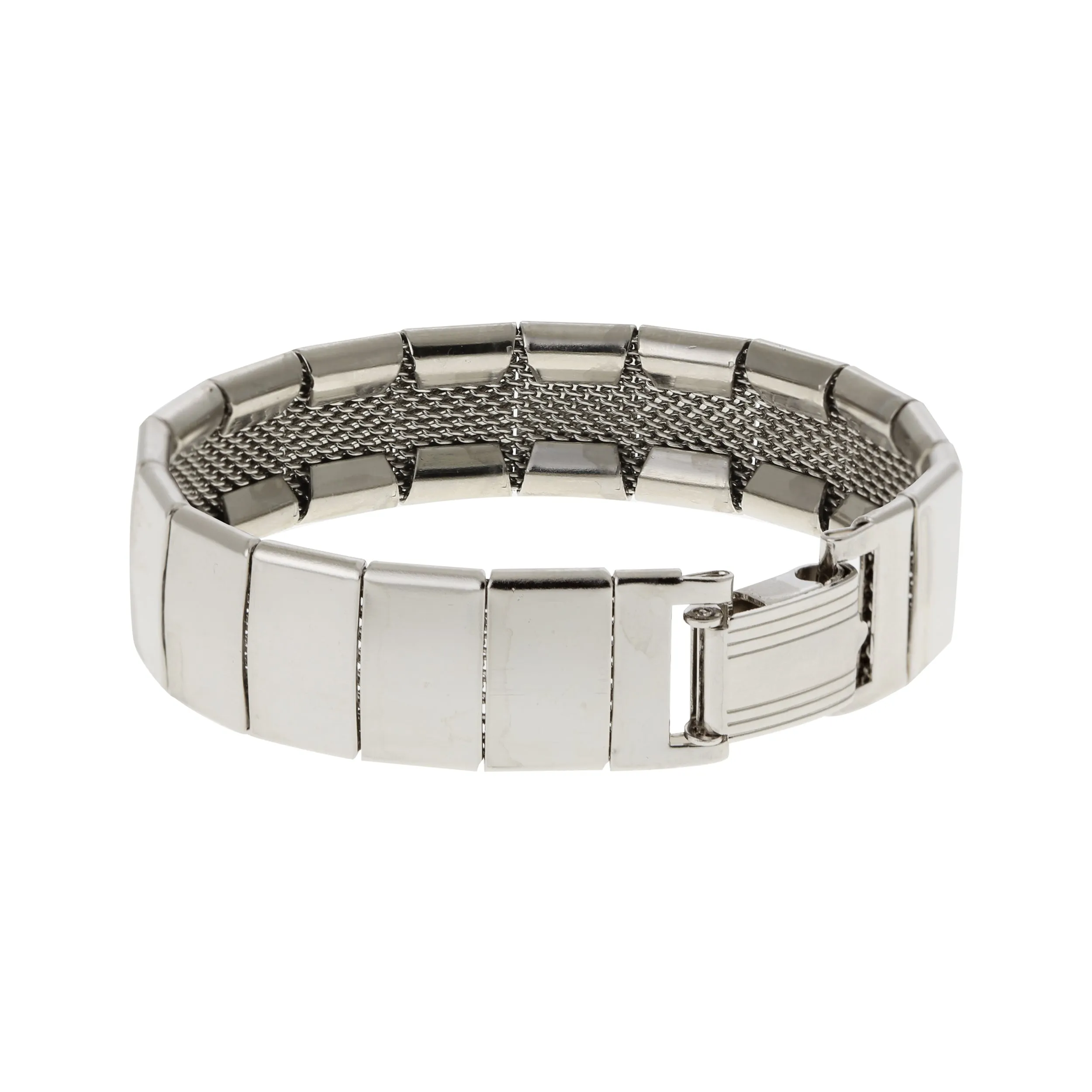 1928 Jewelry Polished Silver Link Mesh Bracelet 1928 Jewelry