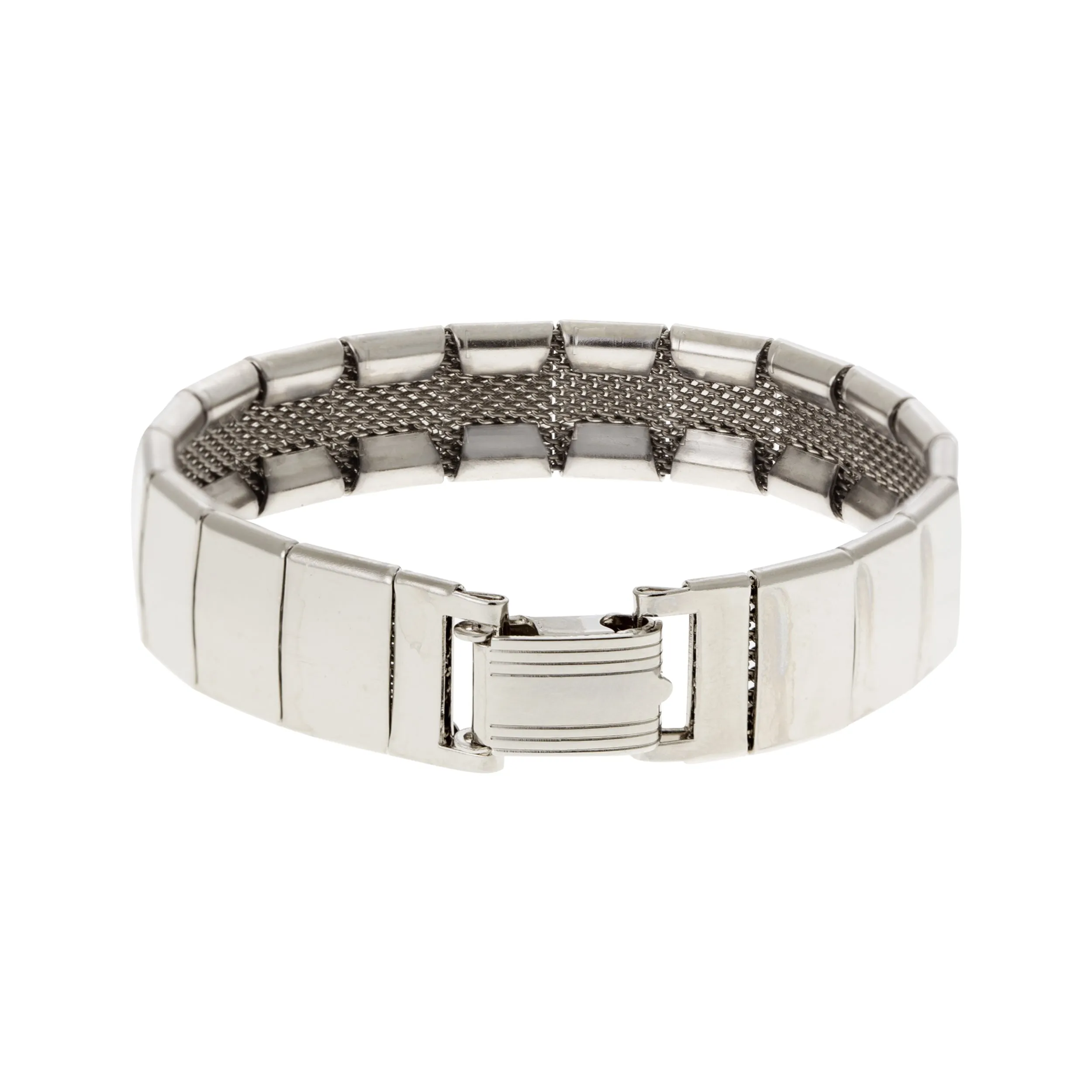1928 Jewelry Polished Silver Link Mesh Bracelet 1928 Jewelry