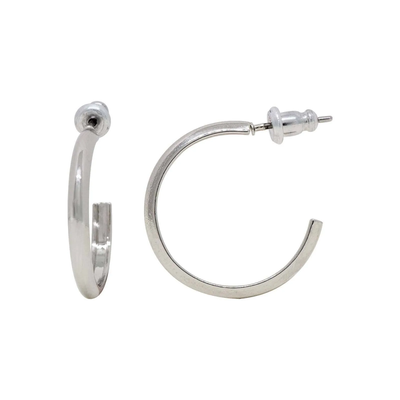 1928 Jewelry Polished Silver Small Hoop Earrings 1928 Jewelry