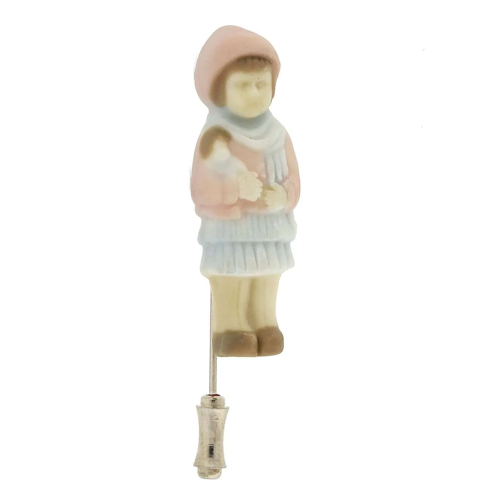 1928 Jewelry Porcelain Child With Doll Pin 1928 Jewelry