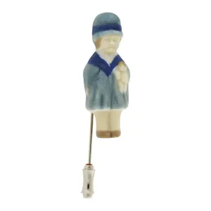 1928 Jewelry Porcelain Child With Doll Pin 1928 Jewelry