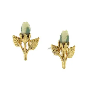 1928 Jewelry Porcelain Rose Bud Earrings 1928 Jewelry