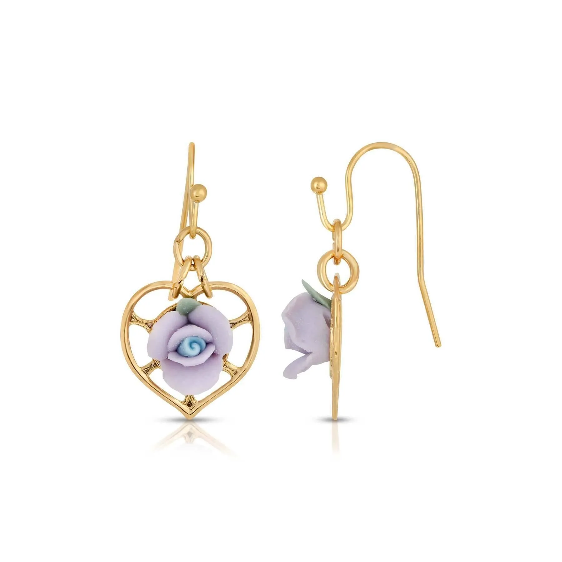 1928 Jewelry Porcelain Rose Heart Drop Earrings 1928 Jewelry