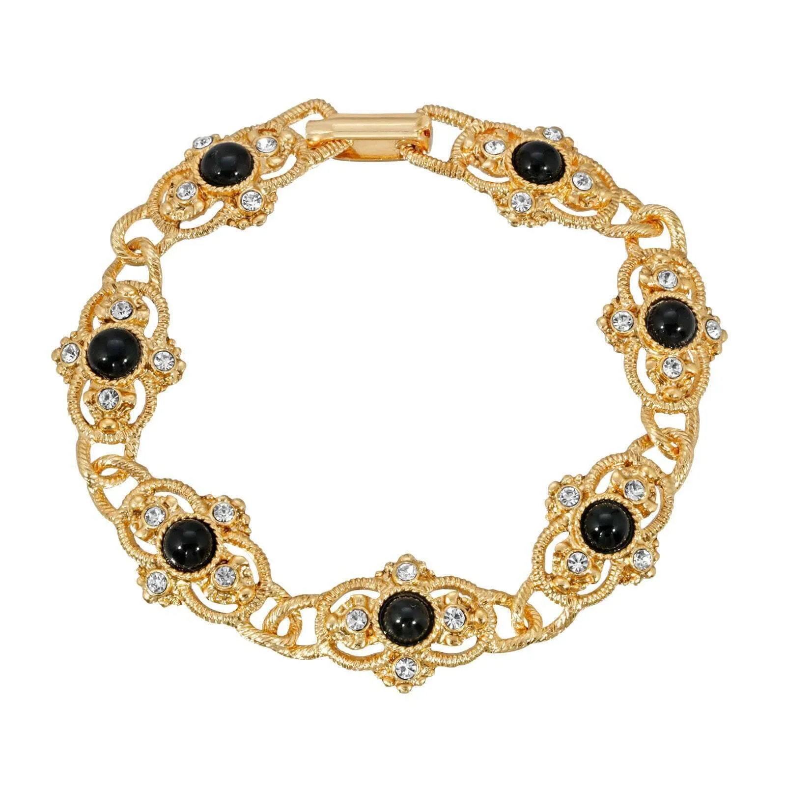 1928 Jewelry Prestige Textured Link Crystal And Stone Bracelet 1928 Jewelry