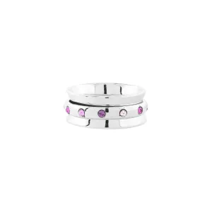 1928 Jewelry Purple Amethyst & Pink Crystal Anxiety Spinner Ring 1928 Jewelry