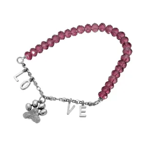 1928 Jewelry Purple Amethyst Bead Love and Animal Paw Stretch Bracelet 1928 Jewelry