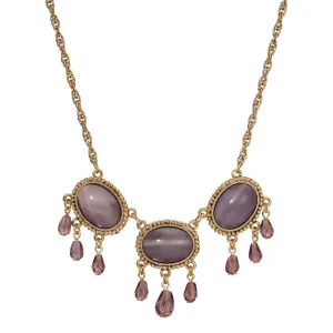 1928 Jewelry Purple Amethyst Moonstone Crystal Drop Necklace 16"   3" Extender 1928 Jewelry