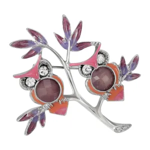 1928 Jewelry Purple and Pink Enamel Owls Pin 1928 Jewelry