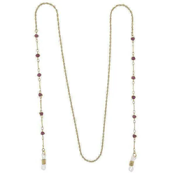 1928 Jewelry Purple Faux Cats Eye Bead Eyeglass Holder Chain Necklace 32" 1928 Jewelry