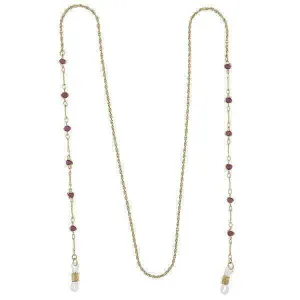1928 Jewelry Purple Faux Cats Eye Bead Eyeglass Holder Chain Necklace 32" 1928 Jewelry