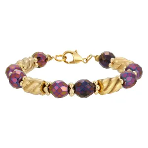 1928 Jewelry Purple Fire Polished Glass Beaded Bracelet 1928 Jewelry