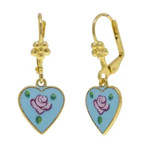 1928 Jewelry Purple Flower Petite Blue Heart Drop Earrings 1928 Jewelry