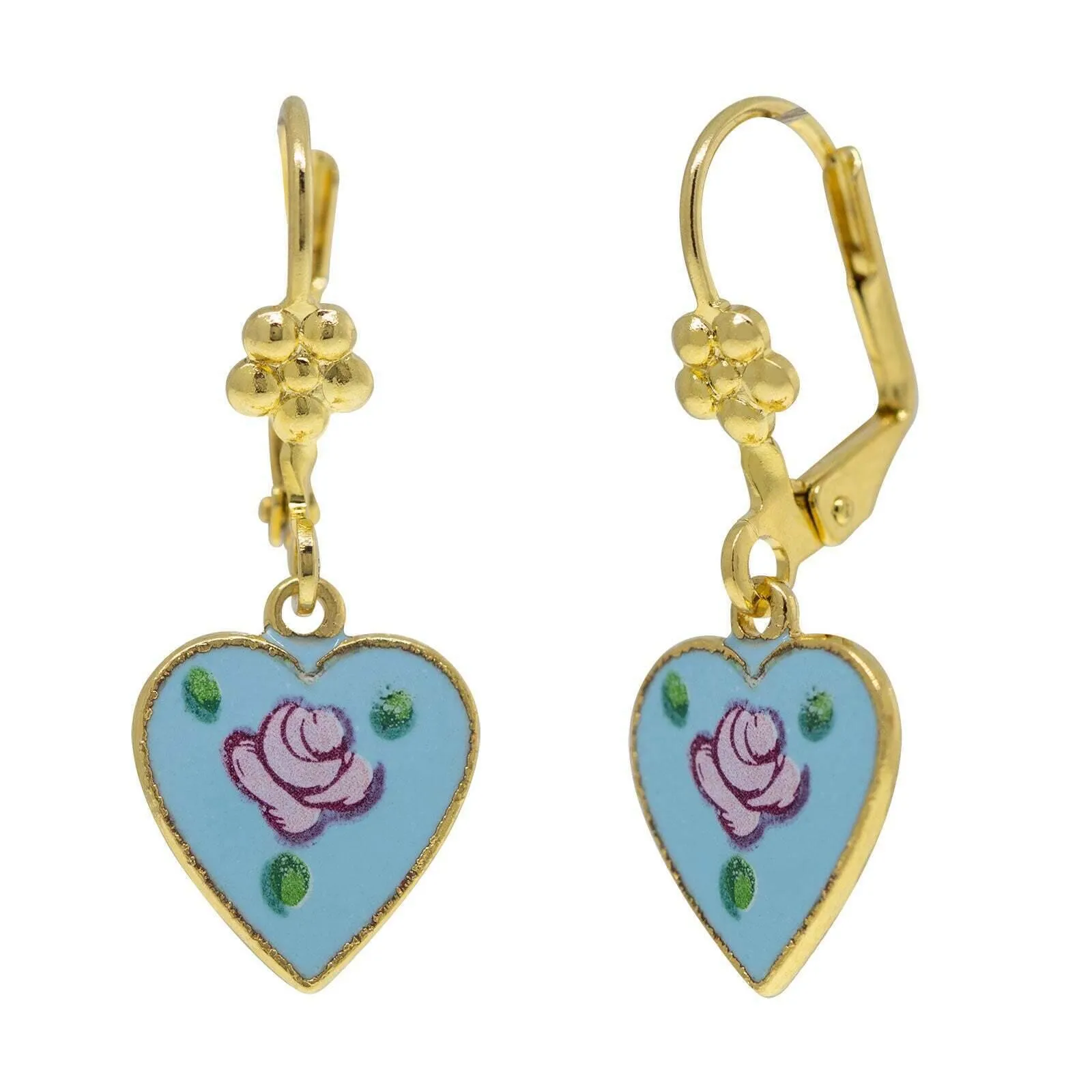 1928 Jewelry Purple Flower Petite Blue Heart Drop Earrings 1928 Jewelry