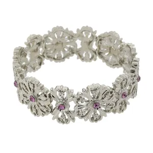 1928 Jewelry Purple Flower Stretch Bracelet 1928 Jewelry
