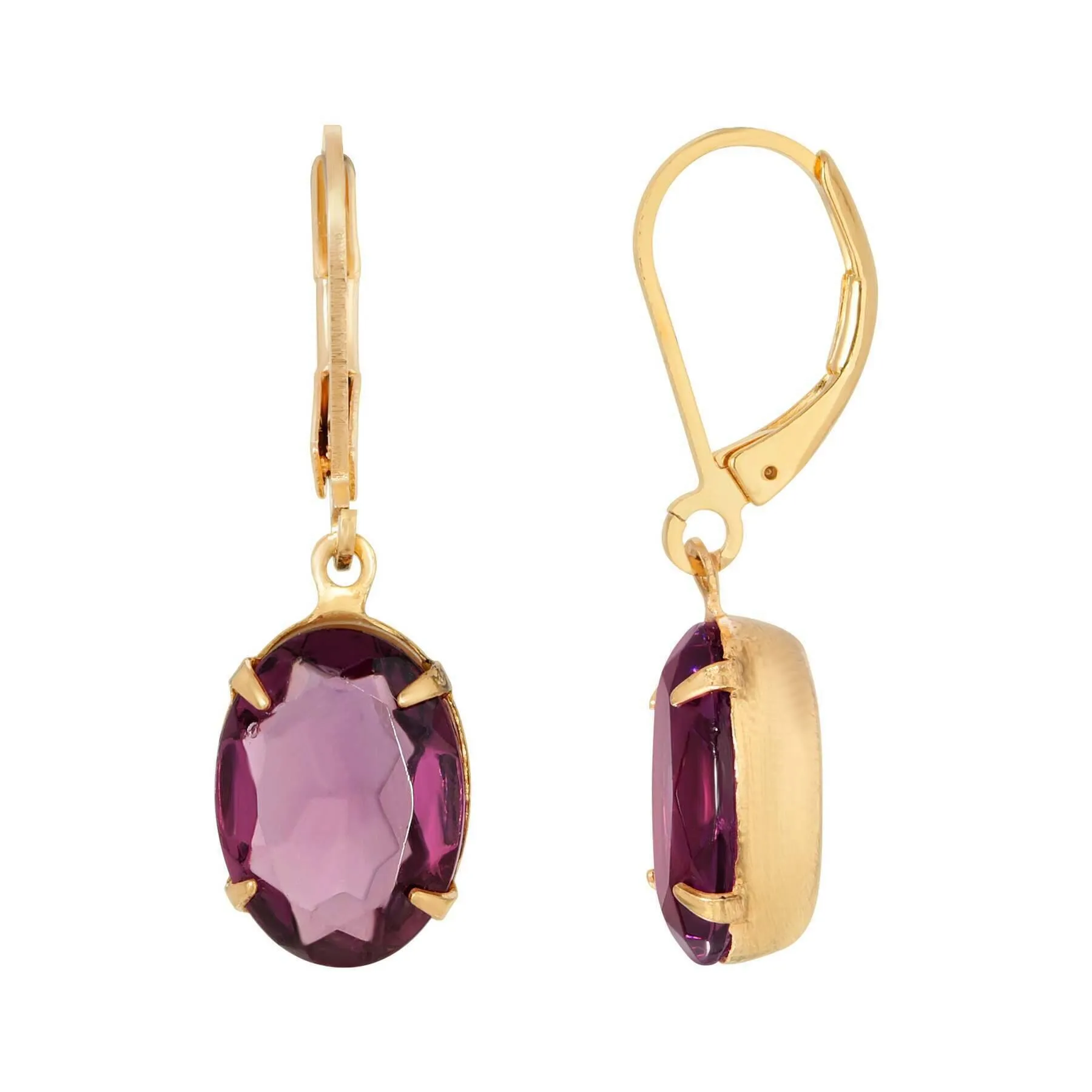 1928 Jewelry Purple Oval Drop Earrings 1928 Jewelry