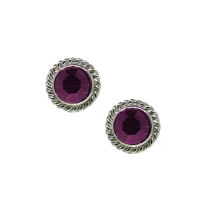 1928 Jewelry Purple Round Button Stud Earrings 1928 Jewelry