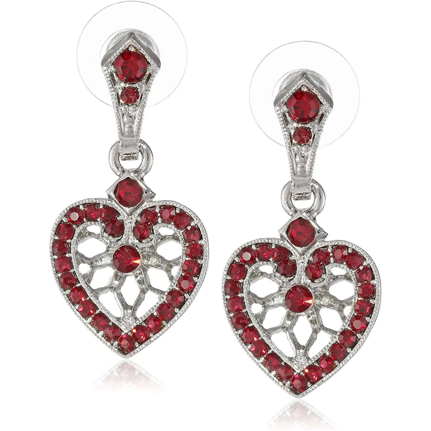 1928 Jewelry "Heart of Hearts" Crystal Post Dangle Earrings 1928 Jewelry
