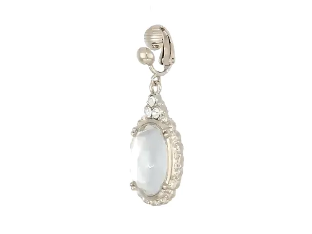 1928 Jewelry "Victorian" Oval Multi Faceted Crystal Clip On Drop Earrings 1928 Jewelry